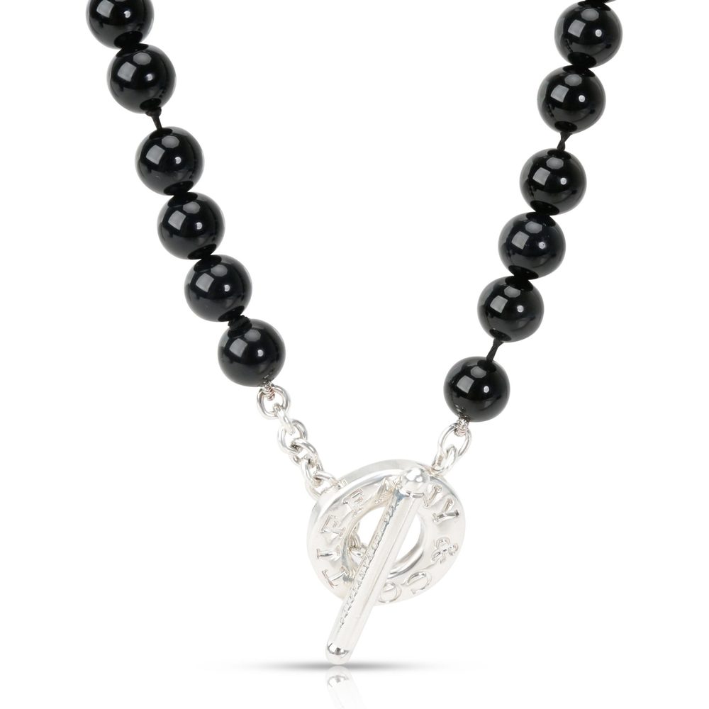 Tiffany & Co. Onyx Beads Toggle Necklace In Sterling Silver